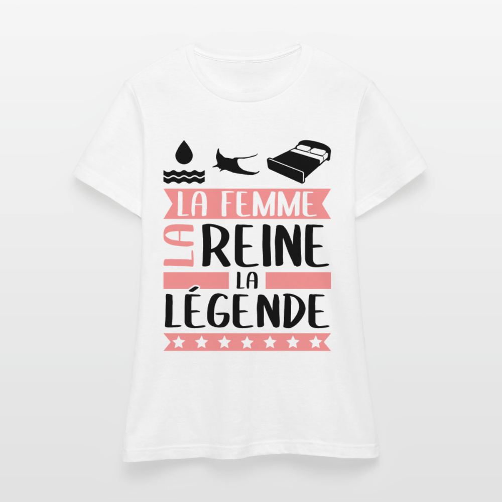 T-shirt femme coloris clair Aurélie rébus – La femme, la reine, la légende - blanc