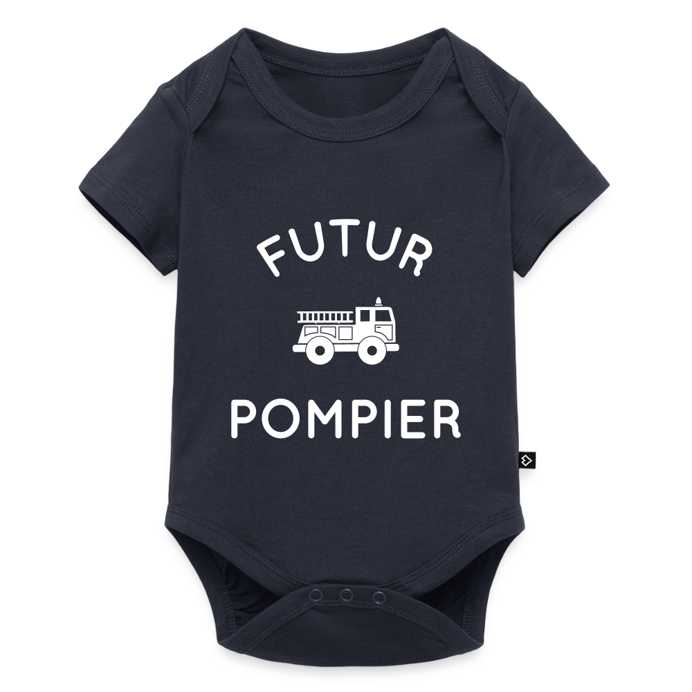 Body Bébé bio manches courtes - Futur pompier - bleu marine
