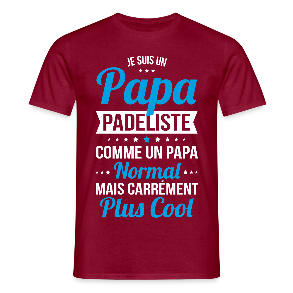 T-shirt Homme - Papa padeliste plus cool - rouge brique