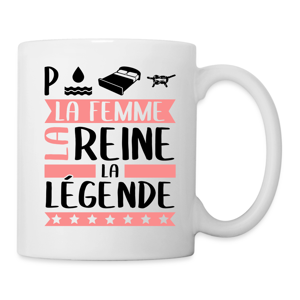 Mug blanc Pauline rébus – La femme, la reine, la légende - blanc