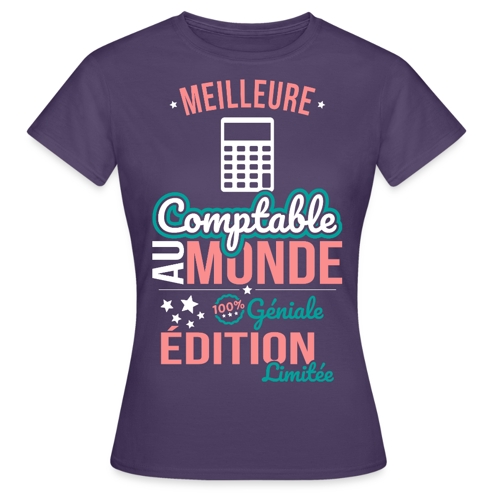 T-shirt Femme - Meilleure Comptable au monde - 100% géniale - violet foncé