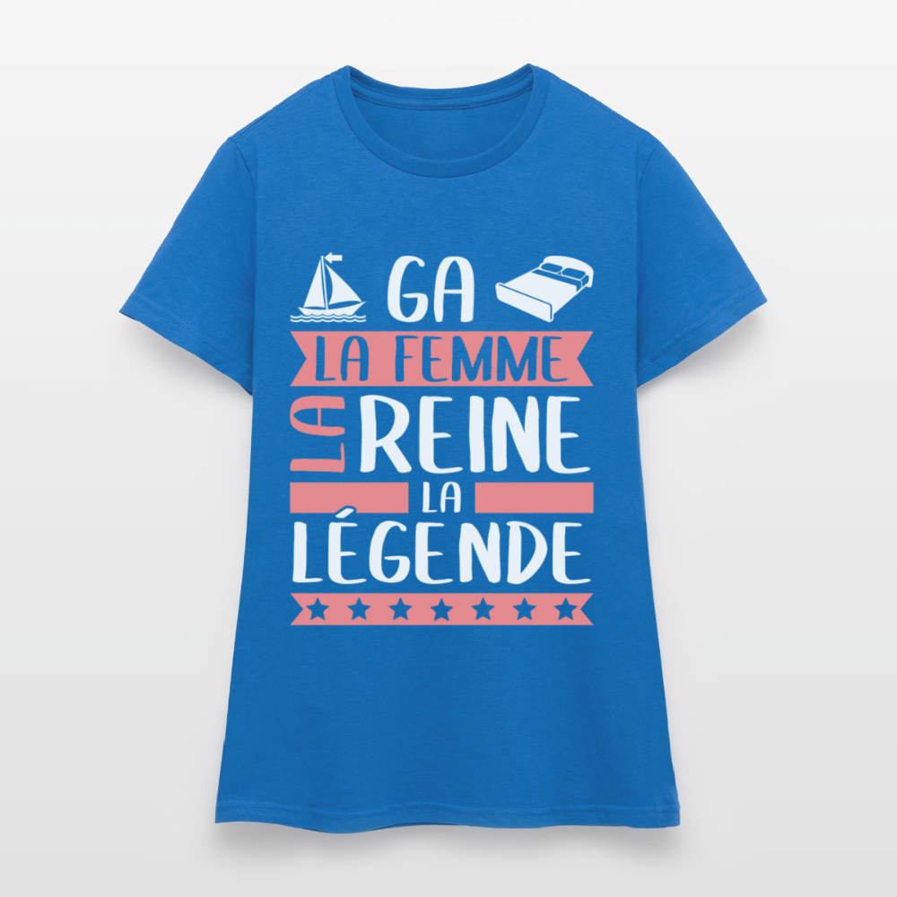 T-shirt femme Magalie rébus – La femme, la reine, la légende - bleu royal