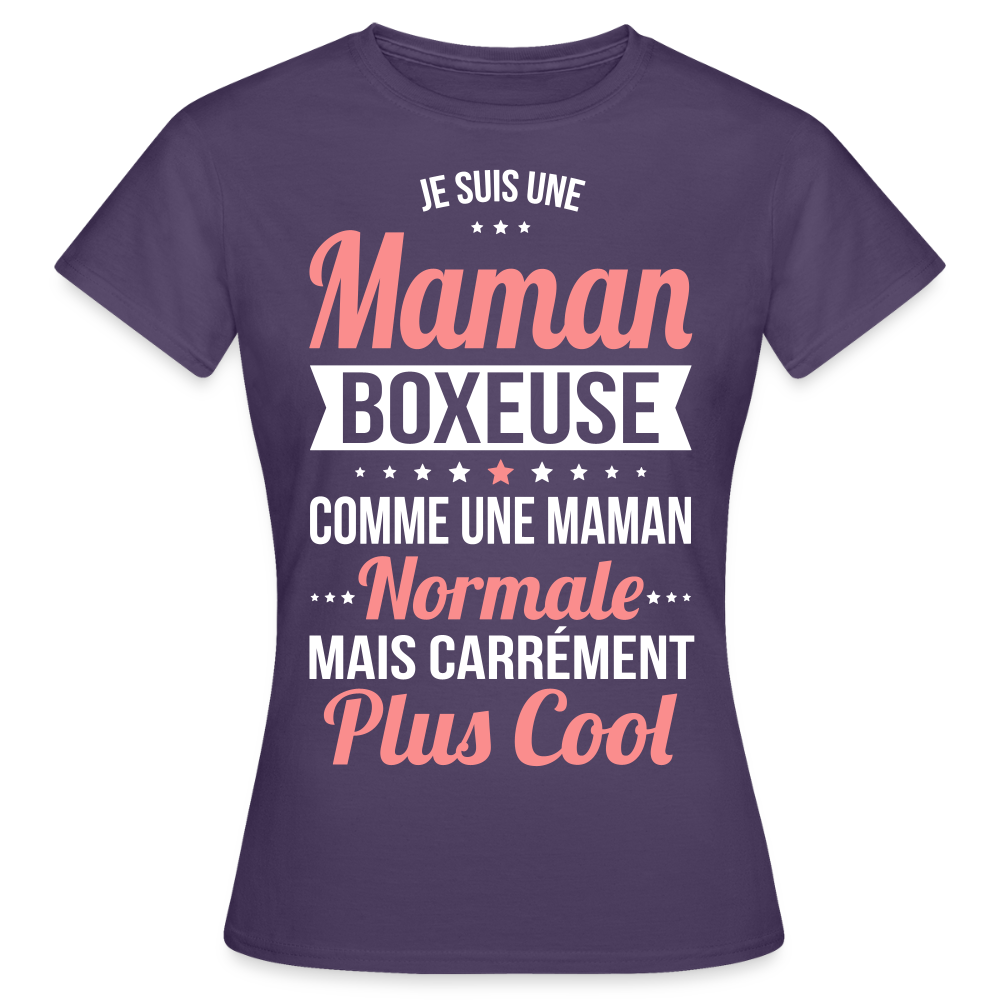 T-shirt Femme - Maman boxeuse plus cool - violet foncé