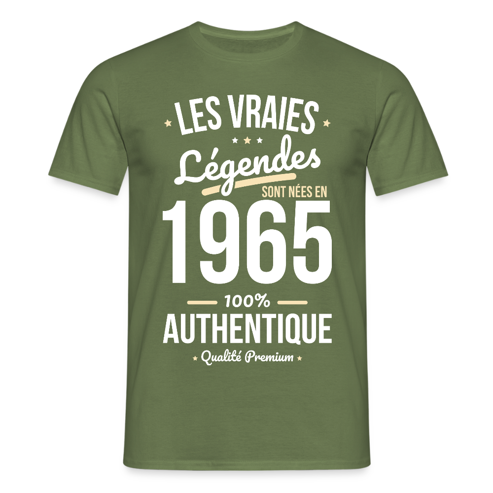 T-shirt Homme - Anniversaire 60 Ans - Les vraies Légendes sont nées en 1965 - vert militaire