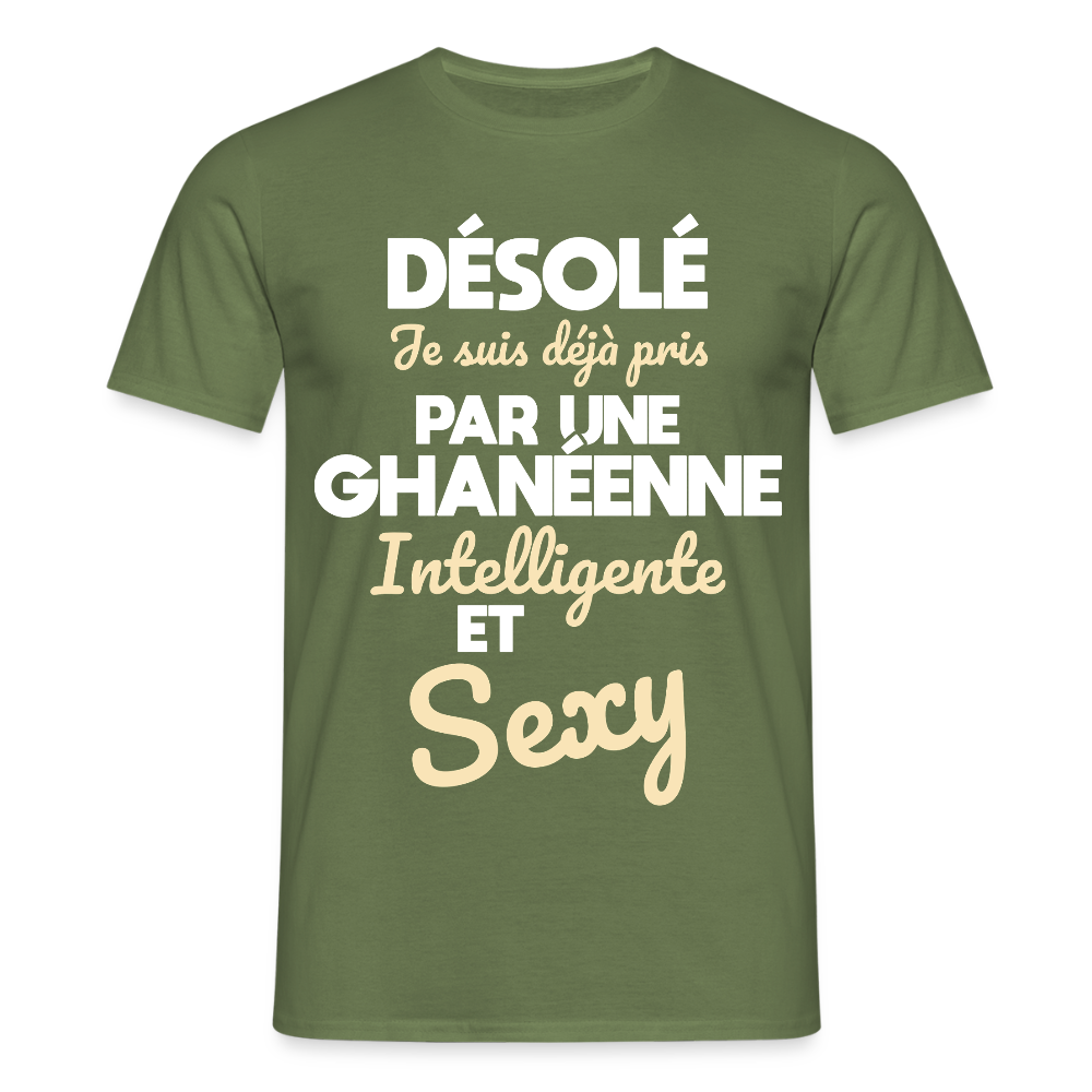 T-shirt Homme -  Je suis déjà pris par une Ghanéenne intelligente et sexy - vert militaire