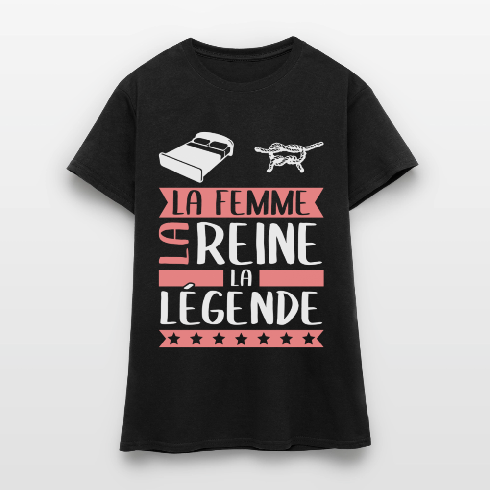 T-shirt femme Line rébus – La femme, la reine, la légende - noir