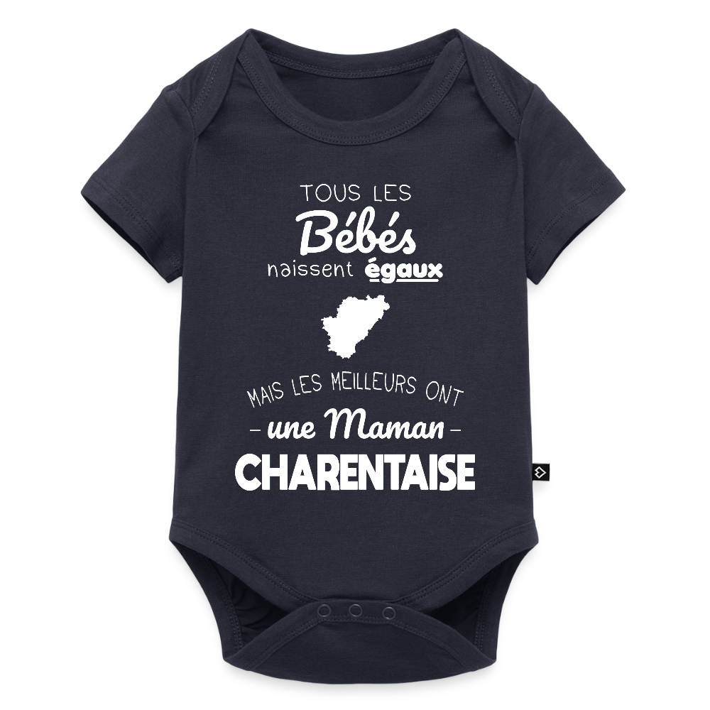 Body Bébé bio manches courtes - Les Meilleurs Ont Une Maman Charentaise - bleu marine