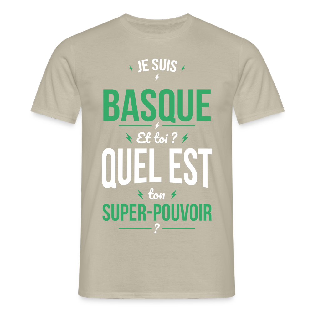 T-shirt Homme - Je suis Basque - Super-pouvoir - beige sable