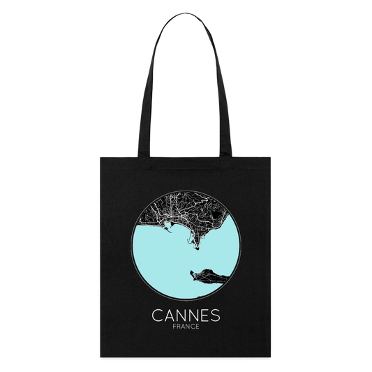 Tote Bag Cannes Bio – Plan de Cannes - noir