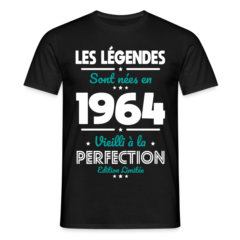 T-shirt Homme - Anniversaire 61 Ans - Les Légendes sont nées en 1964 - noir