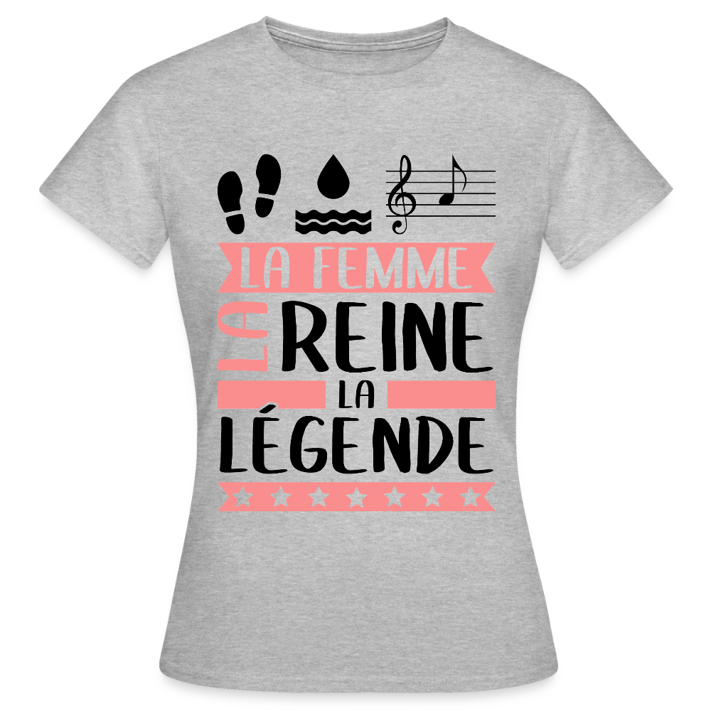 T-shirt femme coloris clair Paola rébus – La femme, la reine, la légende - gris chiné