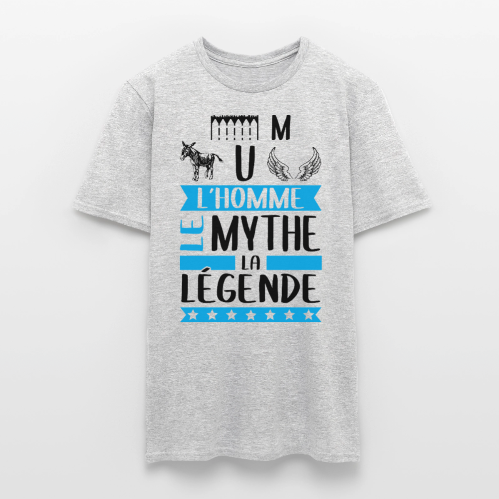 T-shirt homme coloris clair Emmanuel rébus – L’homme, le mythe, la légende - gris chiné