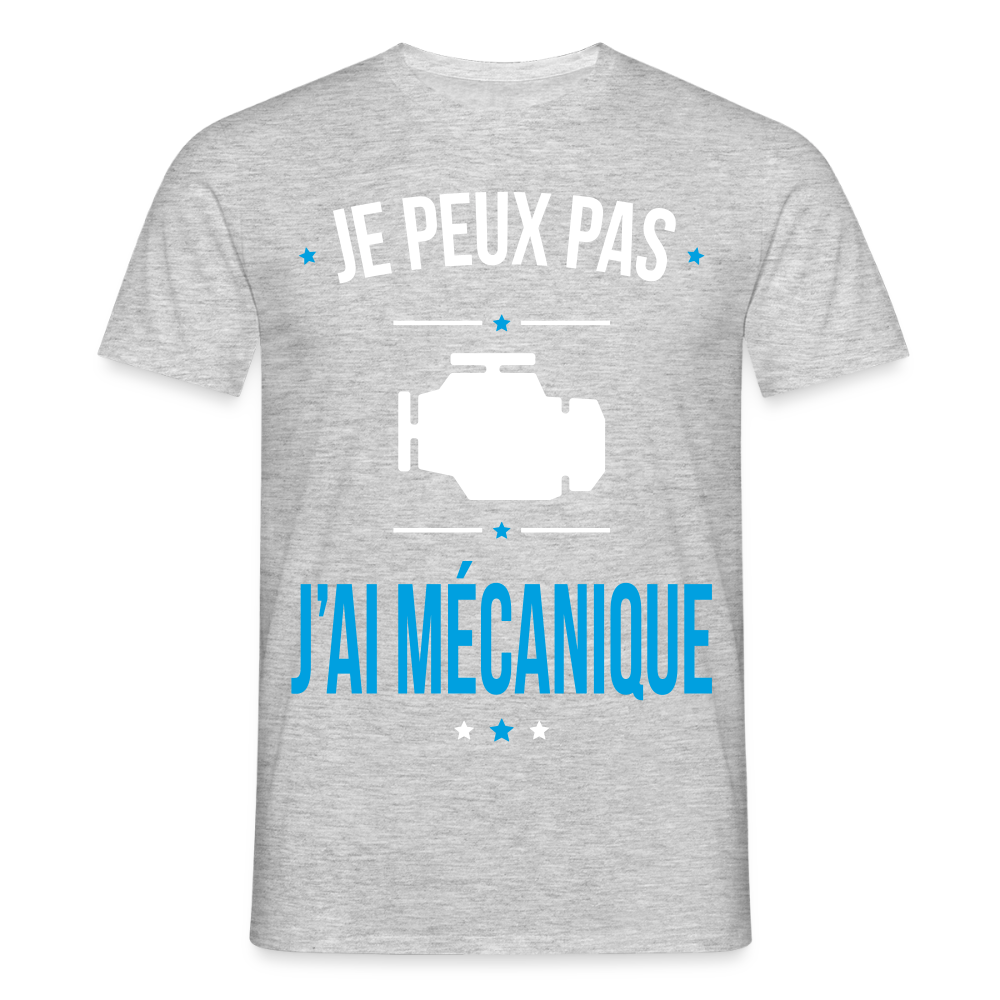 T-shirt Homme - Je peux pas j'ai Mécanique - gris chiné