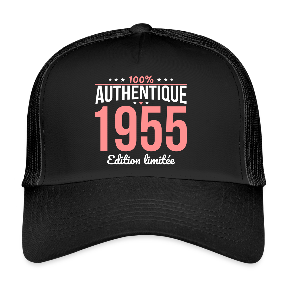 Casquette Trucker - Anniversaire 70 Ans - 100% Authentique 1955 - noir/noir