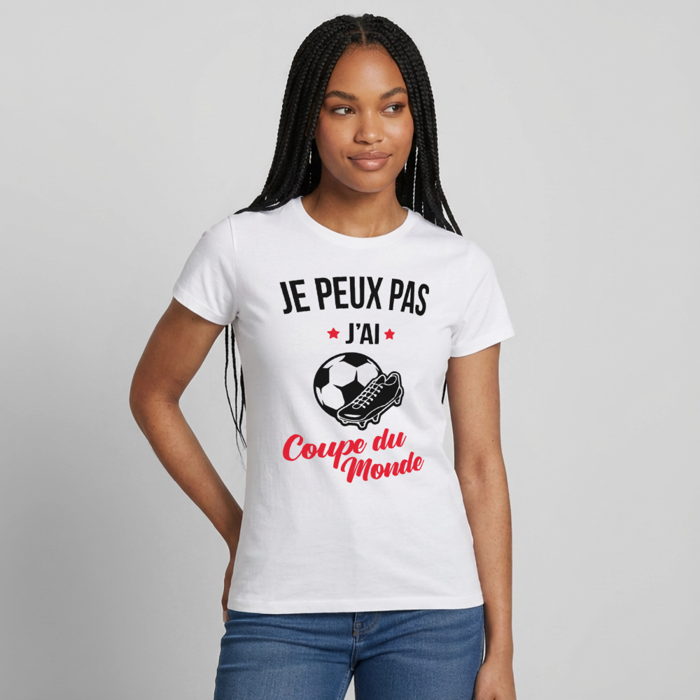 T-shirt Femme coloris clair - Je peux pas j'ai Coupe du Monde - blanc