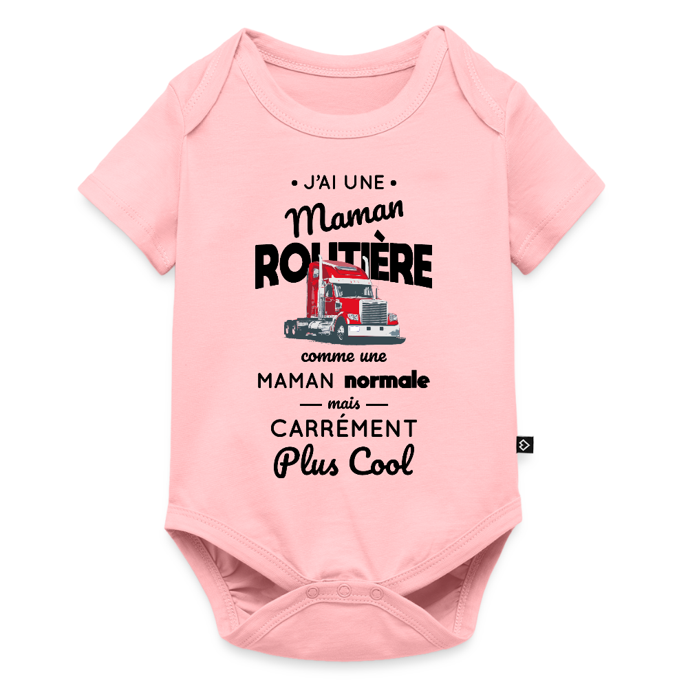 Body Bébé bio manches courtes - J'ai une maman routière - rose
