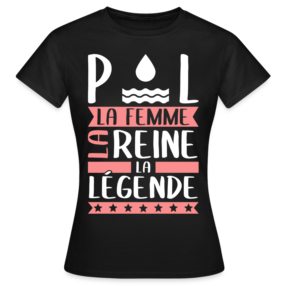 T-shirt femme Paule rébus – La femme, la reine, la légende - noir