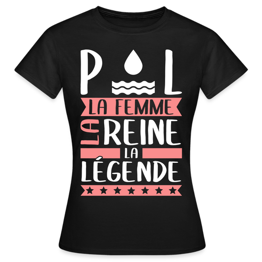 T-shirt femme Paule rébus – La femme, la reine, la légende - noir