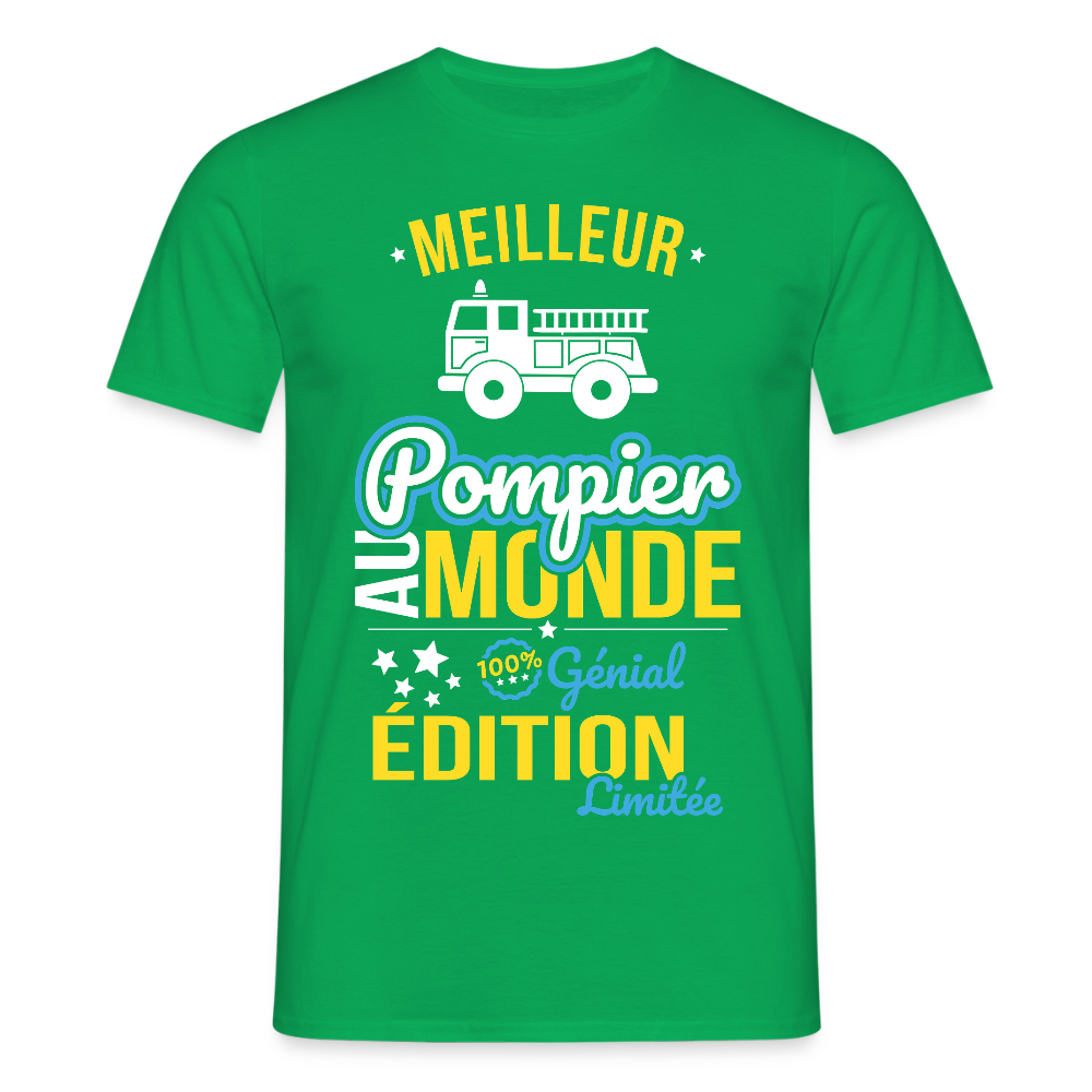 T-shirt Homme - Meilleur Pompier au monde - 100% génial - vert