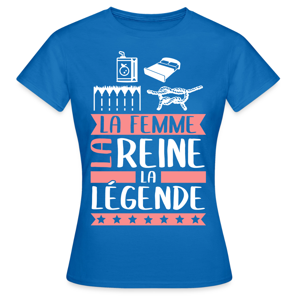 T-shirt femme Julienne rébus – La femme, la reine, la légende - bleu royal