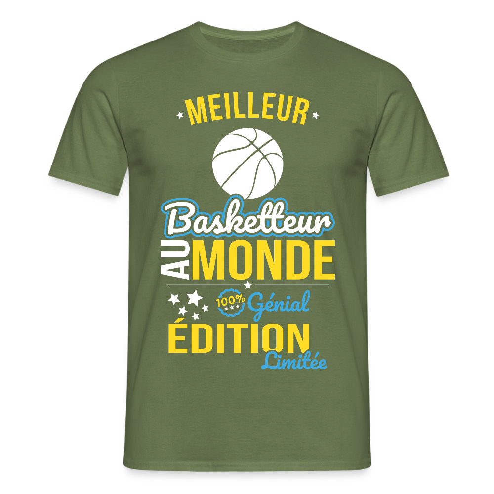 T-shirt Homme - Meilleur Basketteur au monde - 100% génial - vert militaire