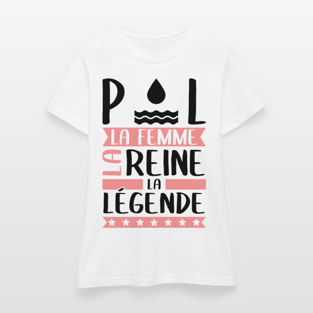 T-shirt femme coloris clair Paule rébus – La femme, la reine, la légende - blanc