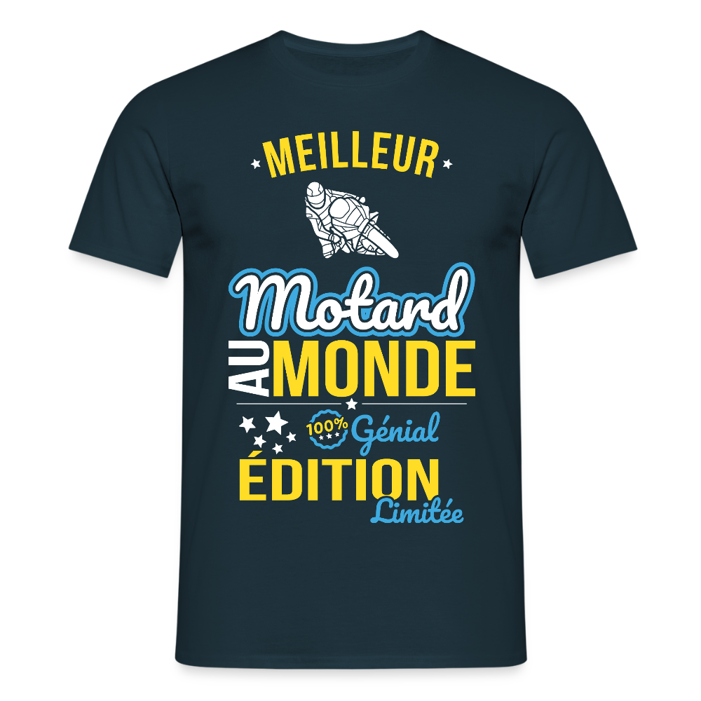 T-shirt Homme - Meilleur Motard au monde - 100% génial - marine