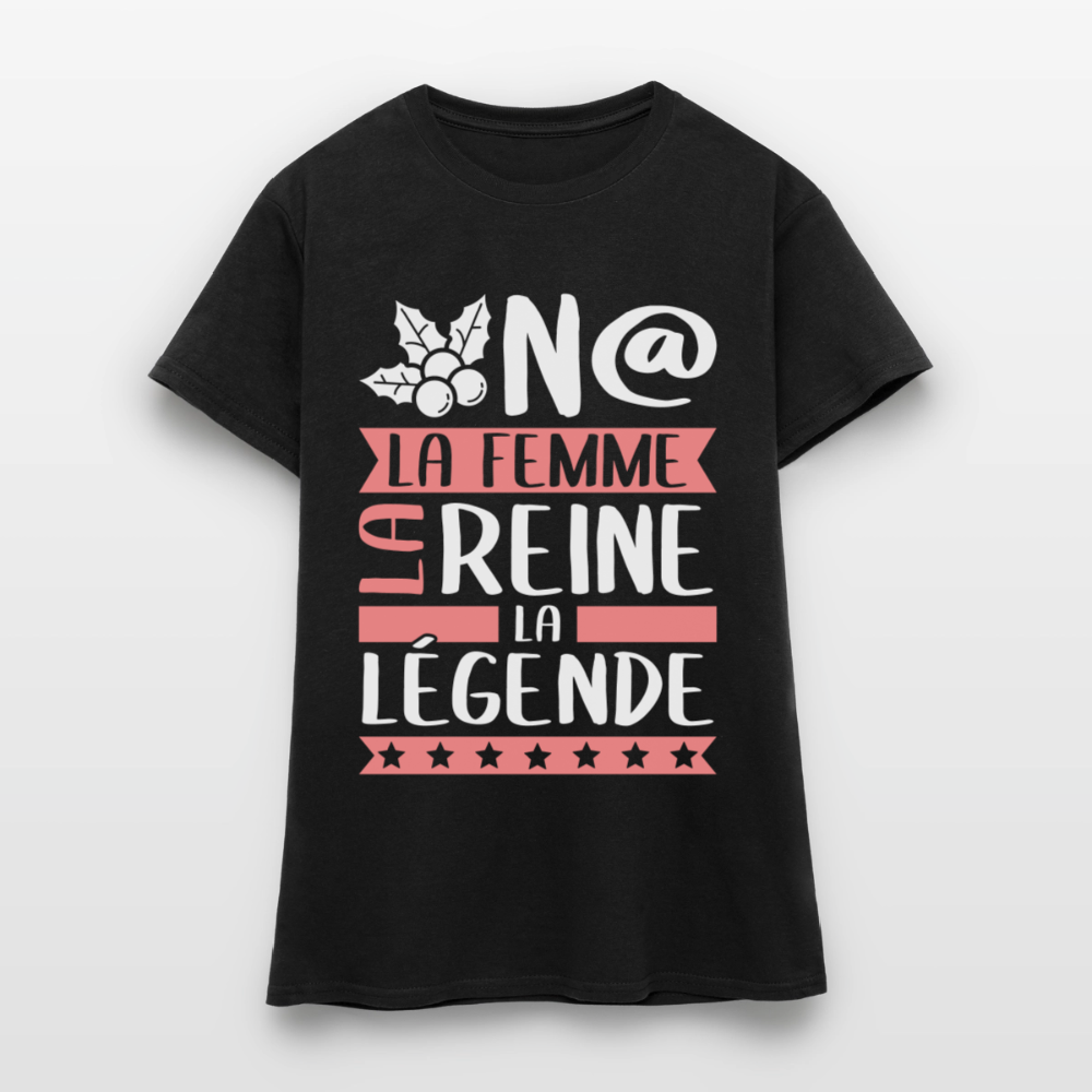 T-shirt femme Oona rébus – La femme, la reine, la légende - noir