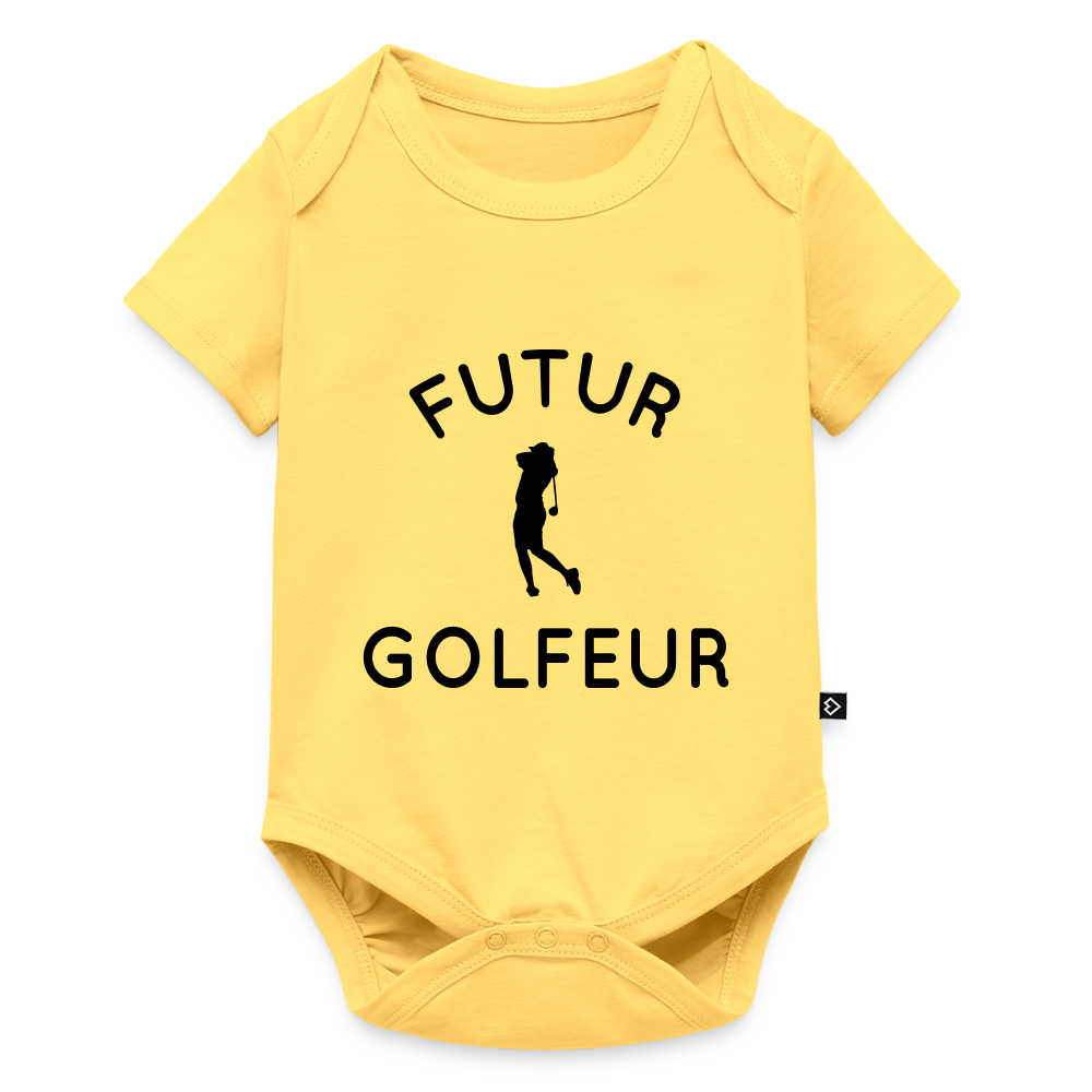 Body Bébé bio manches courtes - Futur golfeur - jaune pastel