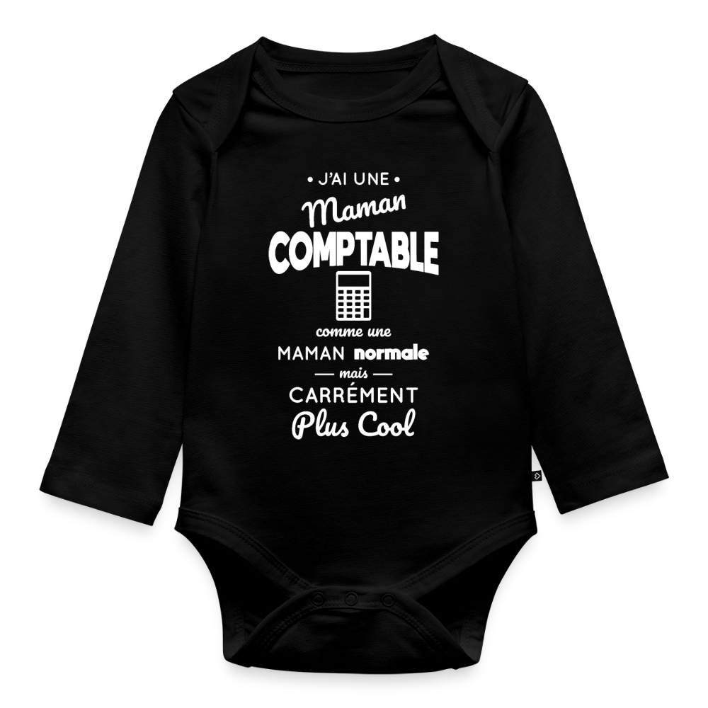 Body Bébé bio manches longues - J'ai une maman comptable - noir