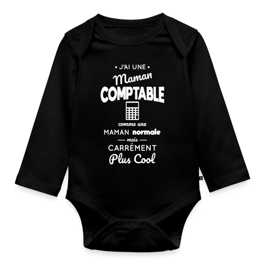 Body Bébé bio manches longues - J'ai une maman comptable - noir