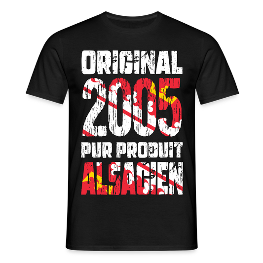 T-shirt Homme - Anniversaire 20 Ans - Original 2005 - Pur produit Alsacien - noir