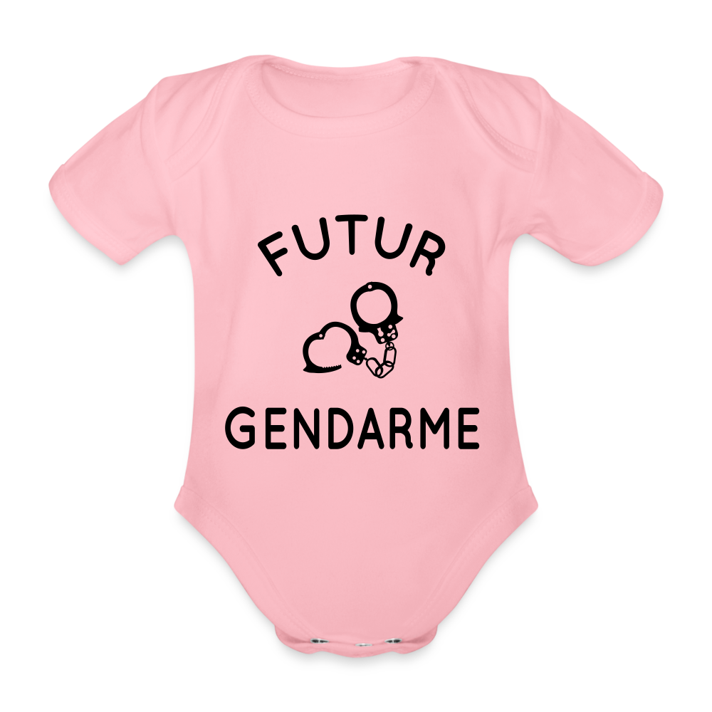 Body Bébé bio manches courtes - Futur gendarme - rose clair