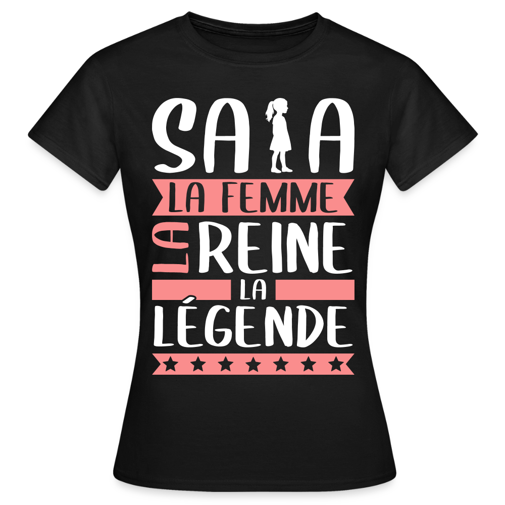 T-shirt femme Safia rébus – La femme, la reine, la légende - noir