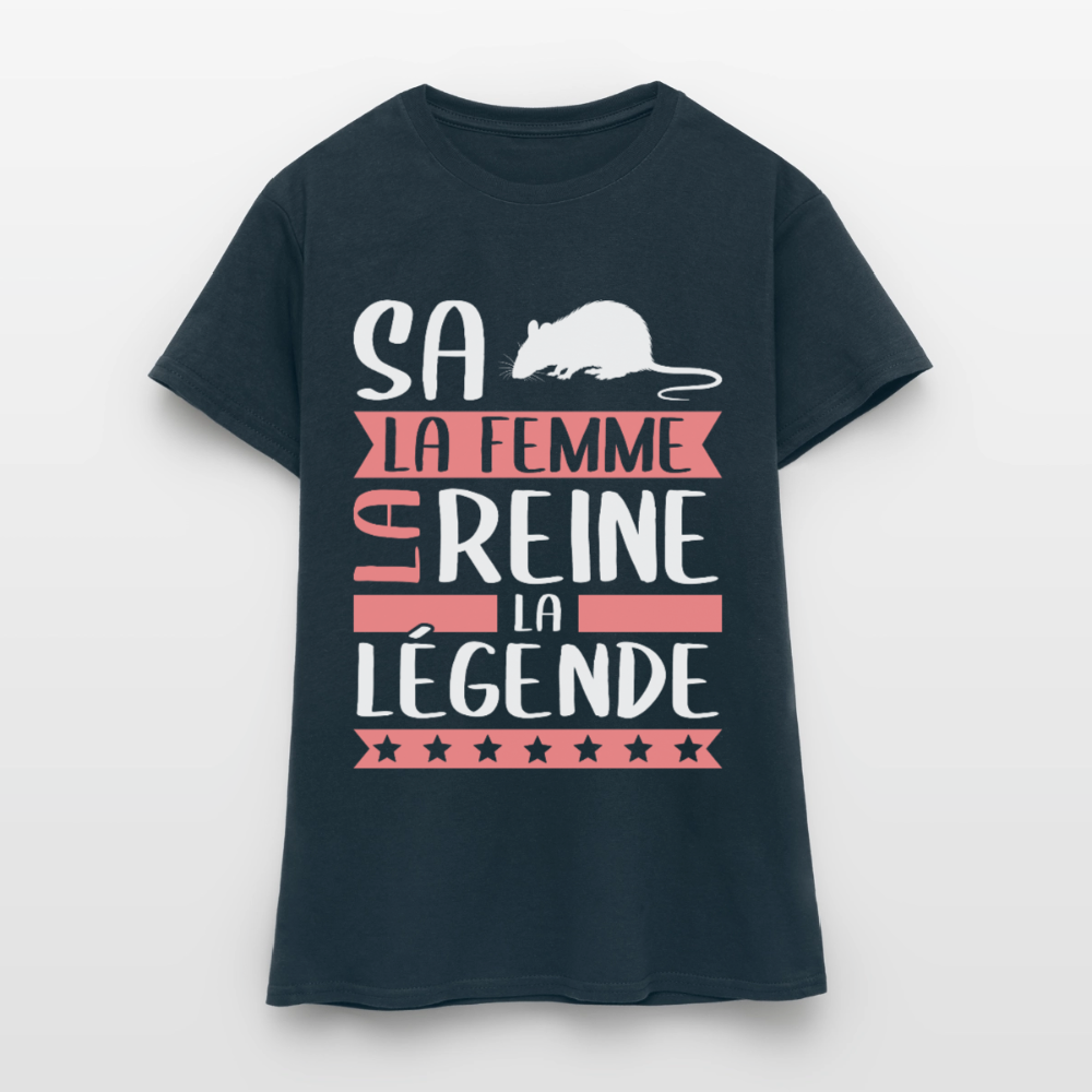 T-shirt femme Sarah rébus – La femme, la reine, la légende - marine