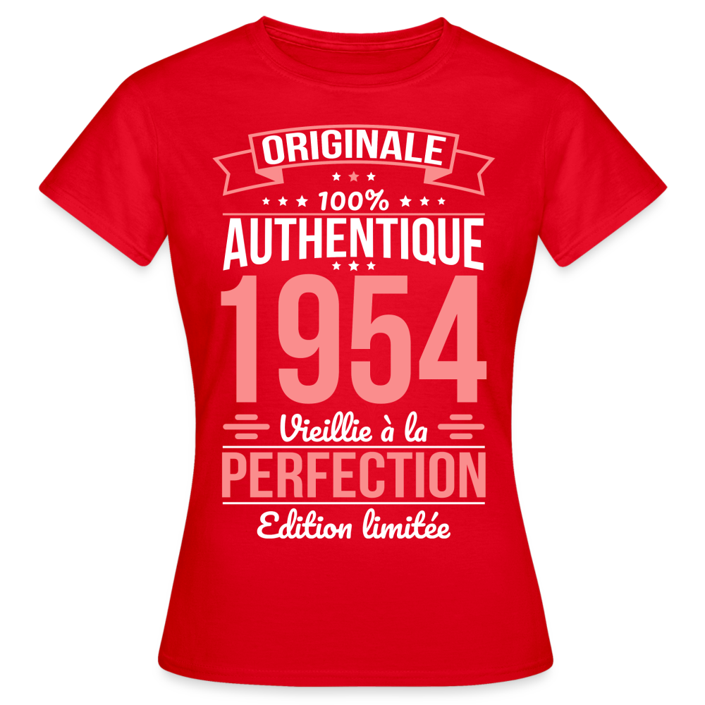 T-shirt Femme - Anniversaire 71 Ans - Originale 1954 - rouge