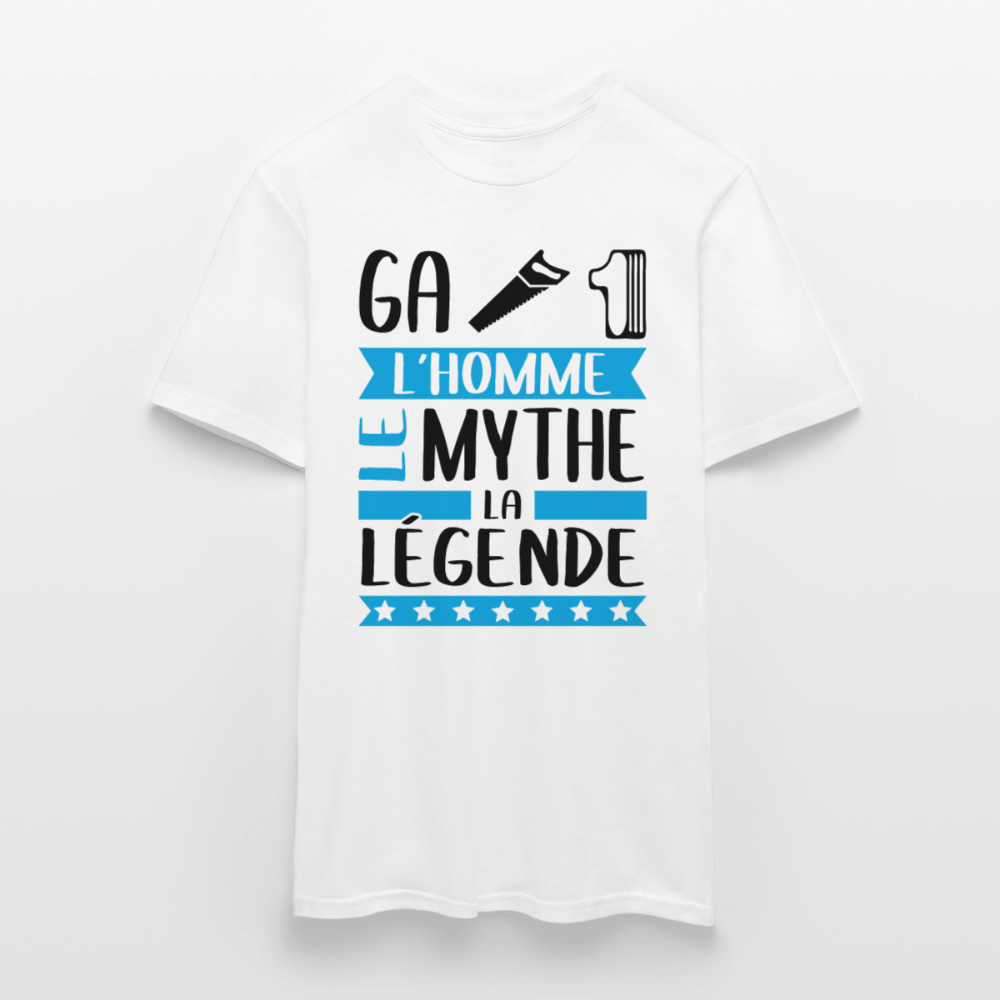 T-shirt homme coloris clair Gatien en rébus – L’homme, le mythe, la légende - blanc