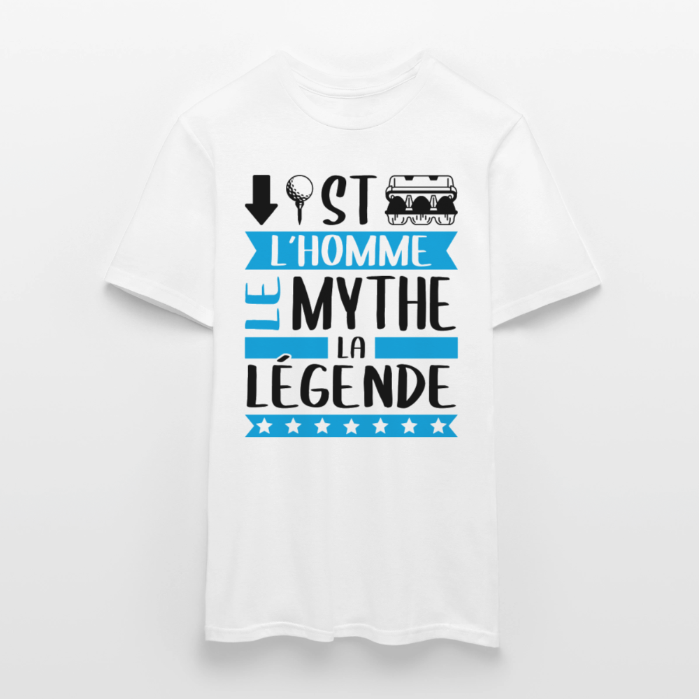 T-shirt homme coloris blanc Baptiste rébus – L’homme, le mythe - blanc