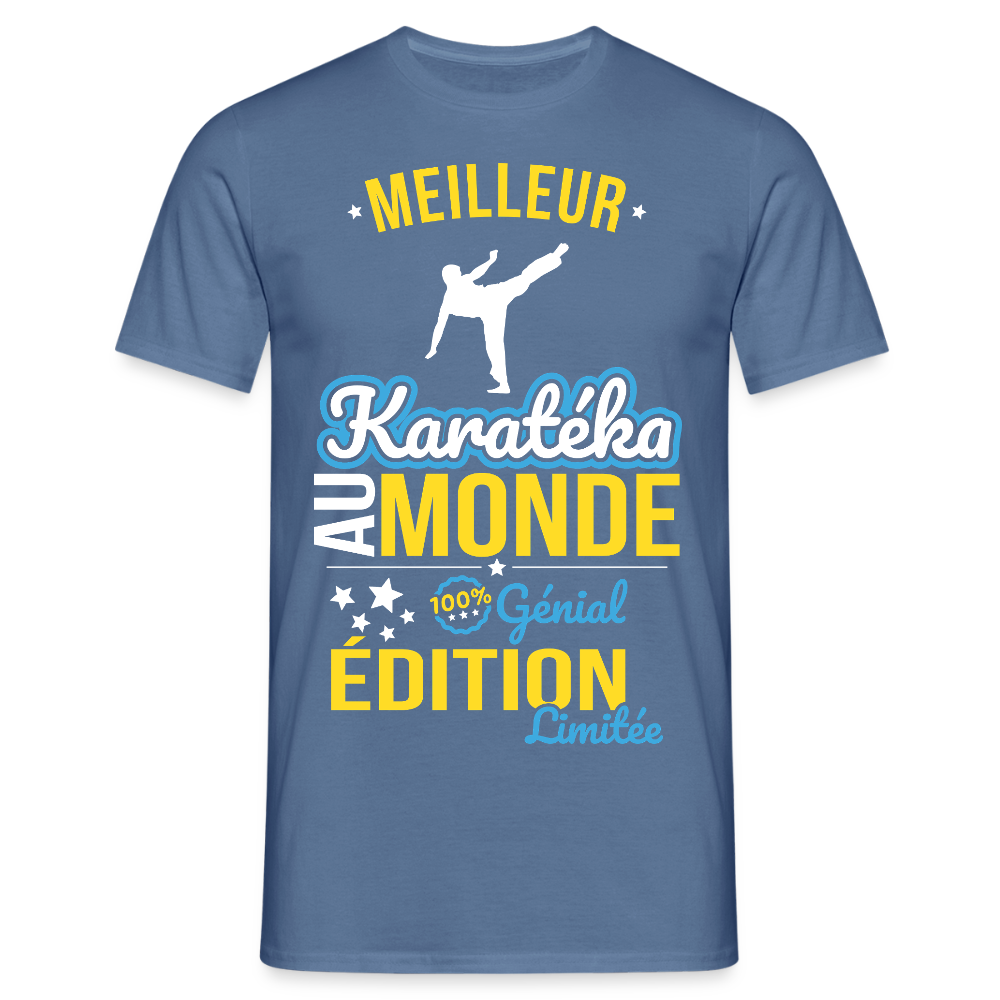T-shirt Homme - Meilleur Karatéka au monde - 100% génial - bleu pigeon 