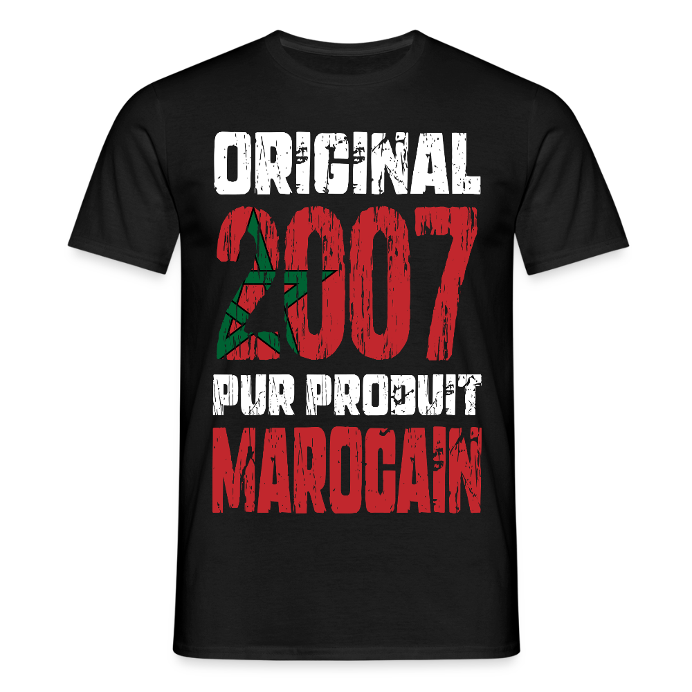 T-shirt Homme - Anniversaire 18 Ans - Original 2007 - Pur produit Marocain - noir