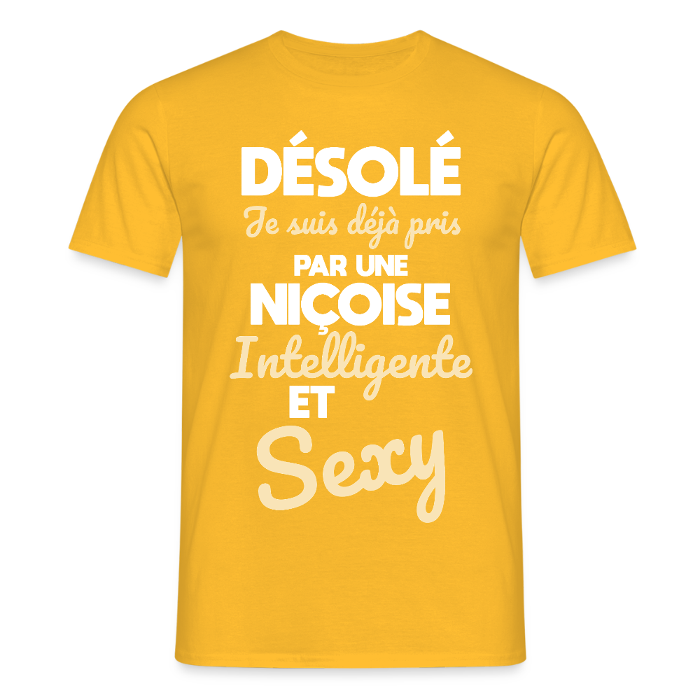 T-shirt Homme -  Je suis déjà pris par une Niçoise intelligente et sexy - jaune