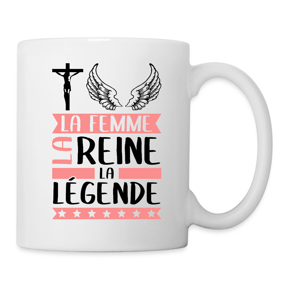 Mug blanc Christelle rébus – La femme, la reine, la légende - blanc