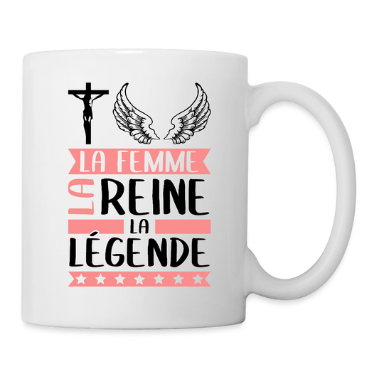 Mug blanc Christelle rébus – La femme, la reine, la légende - blanc