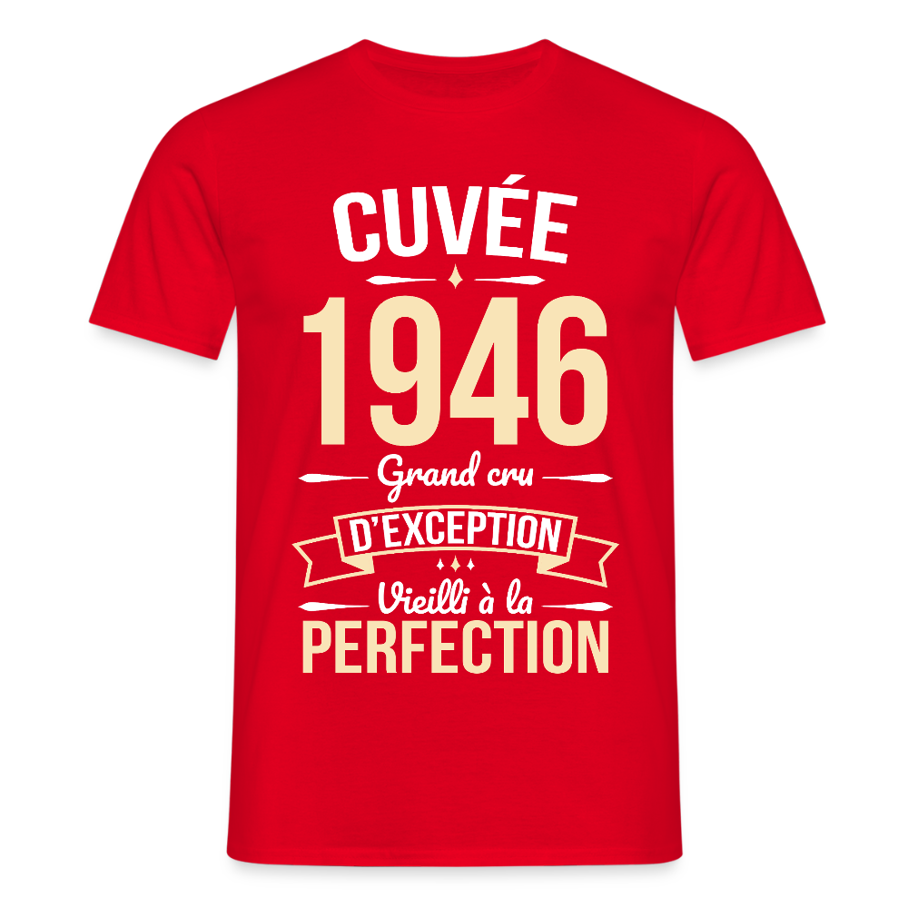 T-shirt anniversaire homme 80 ans – Cuvée 1946, Grand cru d’exception - rouge