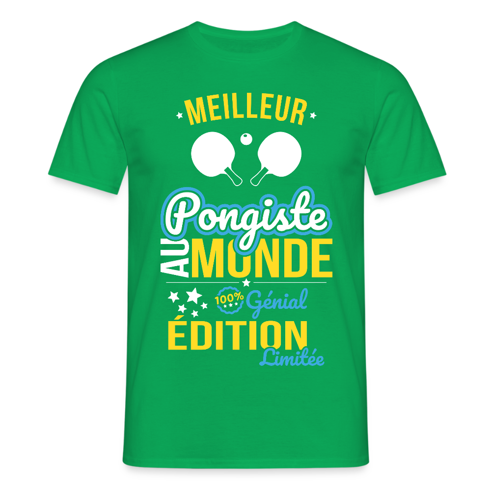T-shirt Homme - Meilleur Pongiste au monde - 100% génial - vert