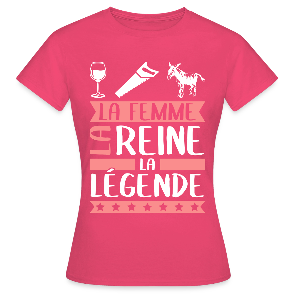 T-shirt femme Vinciane rébus – La femme, la reine, la légende - rose azalée