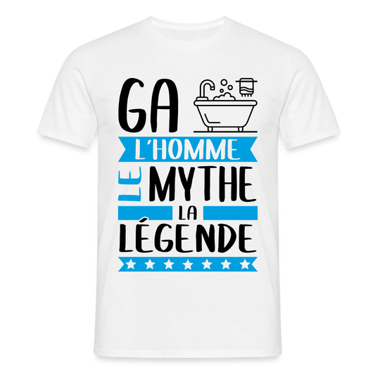 T-shirt homme coloris clair Gabin en rébus – L’homme, le mythe, la légende - blanc