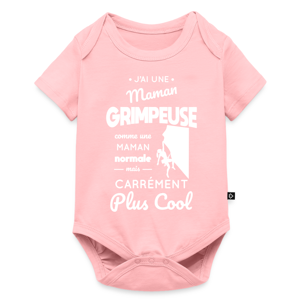 Body Bébé bio manches courtes - J'ai une maman grimpeuse - rose