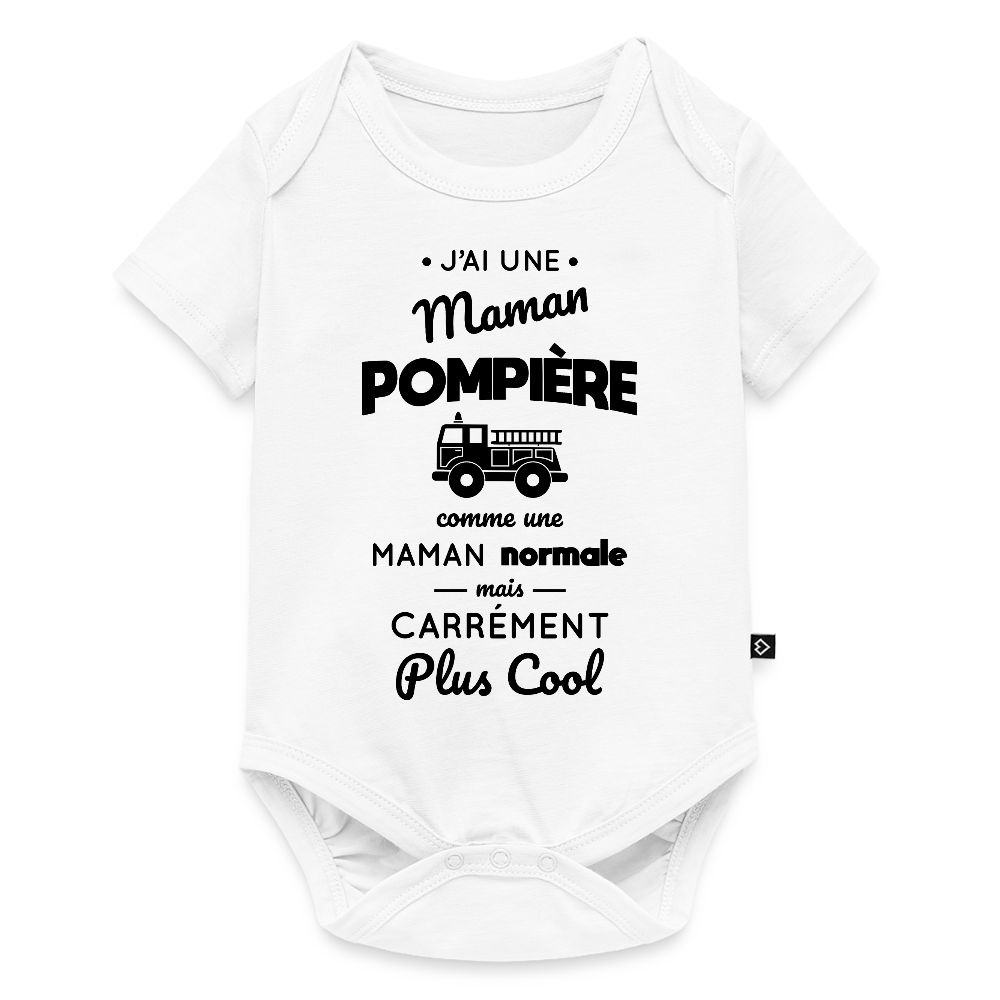 Body Bébé bio manches courtes - J'ai une maman pompière - blanc
