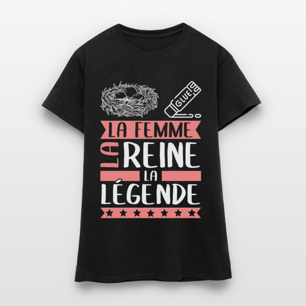 T-shirt femme Nicole rébus – La femme, la reine, la légende - noir
